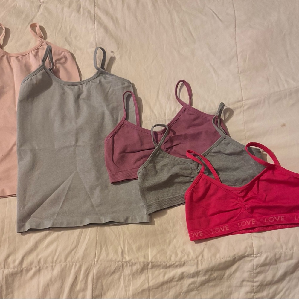 Lot of Tahari Sports Bra Set Pink Gray dark pink under tank tops set pink, gray